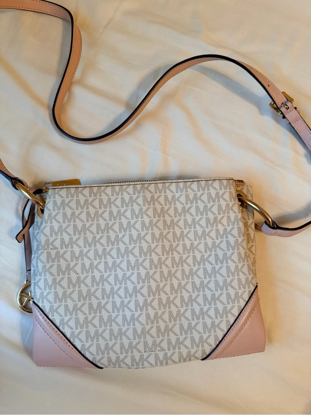 Michael Kors Pink and Cream Signature Crossbody